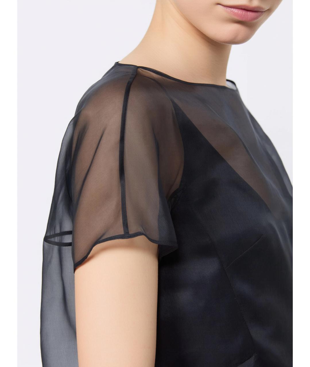 MAX MARA Темно-синяя шелковая блузы, фото 5