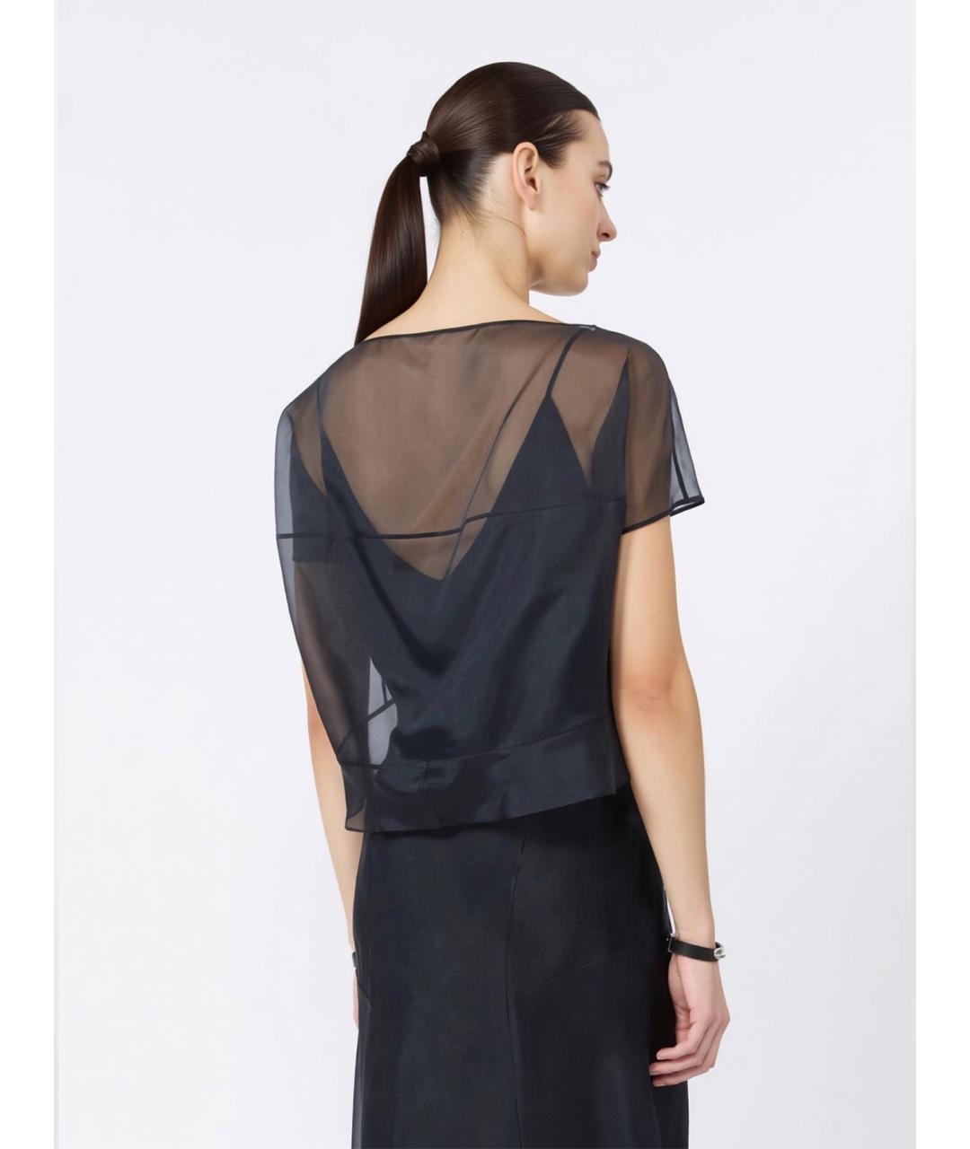 MAX MARA Темно-синяя шелковая блузы, фото 2