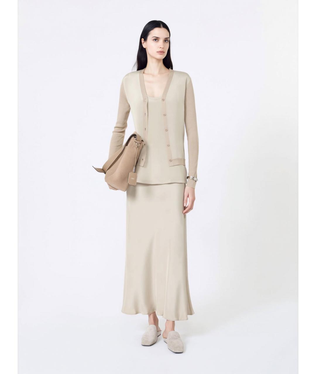 MAX MARA Бежевый шелковый кардиган, фото 2