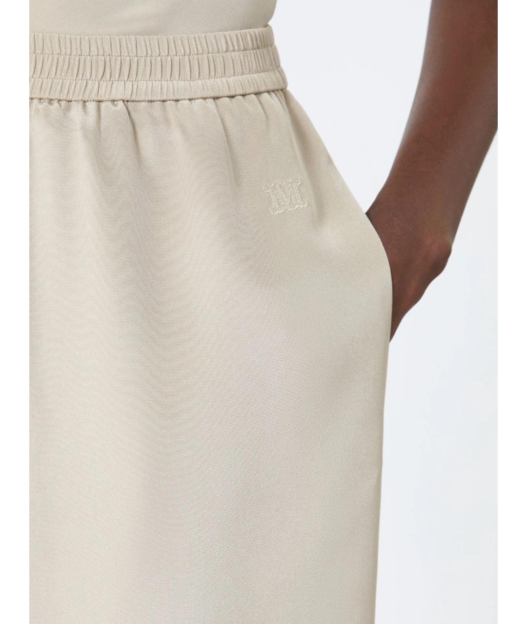 MAX MARA Бежевые шелковые брюки широкие, фото 5