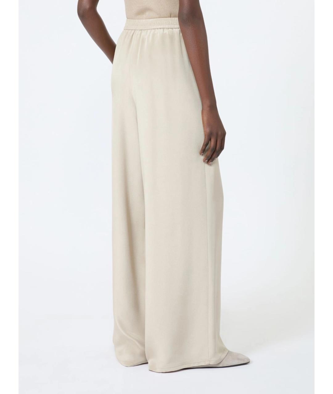 MAX MARA Бежевые шелковые брюки широкие, фото 4