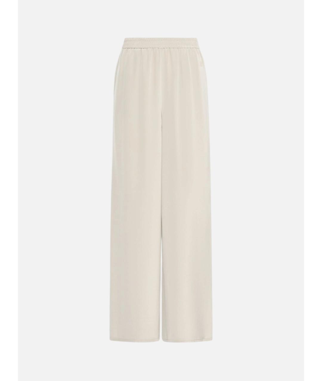 MAX MARA Бежевые шелковые брюки широкие, фото 1