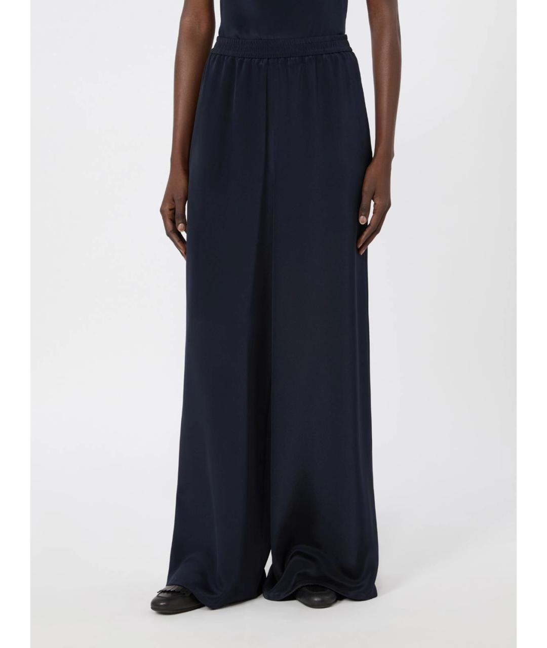 MAX MARA Темно-синие шелковые брюки широкие, фото 3