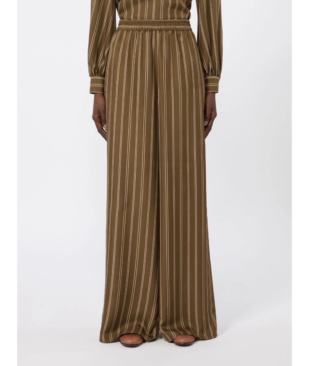 MAX MARA Зеленые шелковые брюки широкие, фото 3