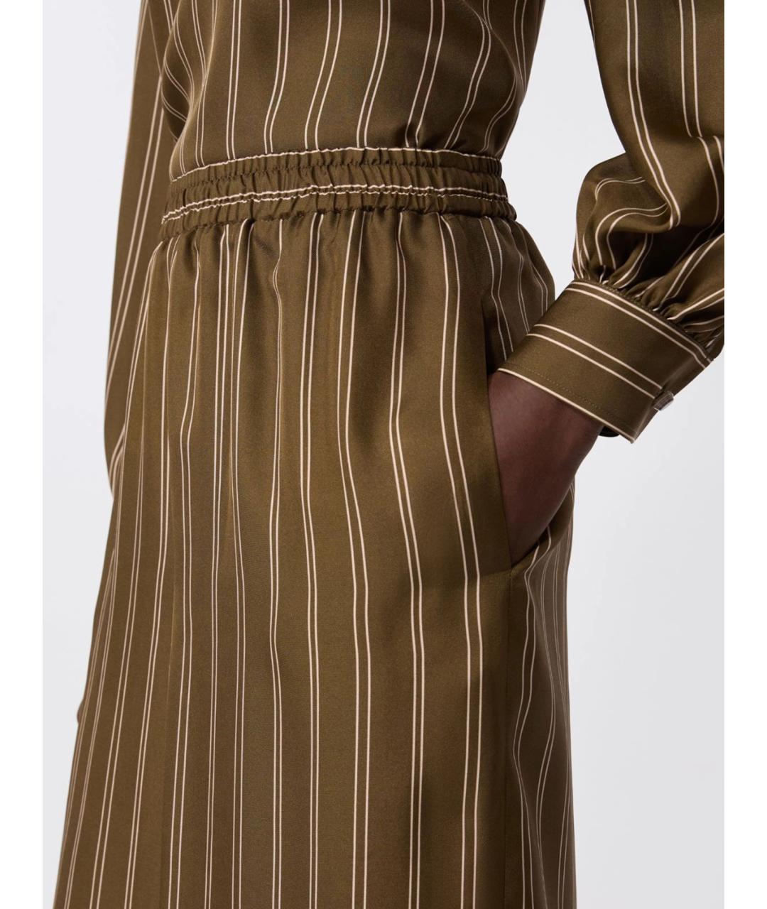 MAX MARA Зеленые шелковые брюки широкие, фото 5