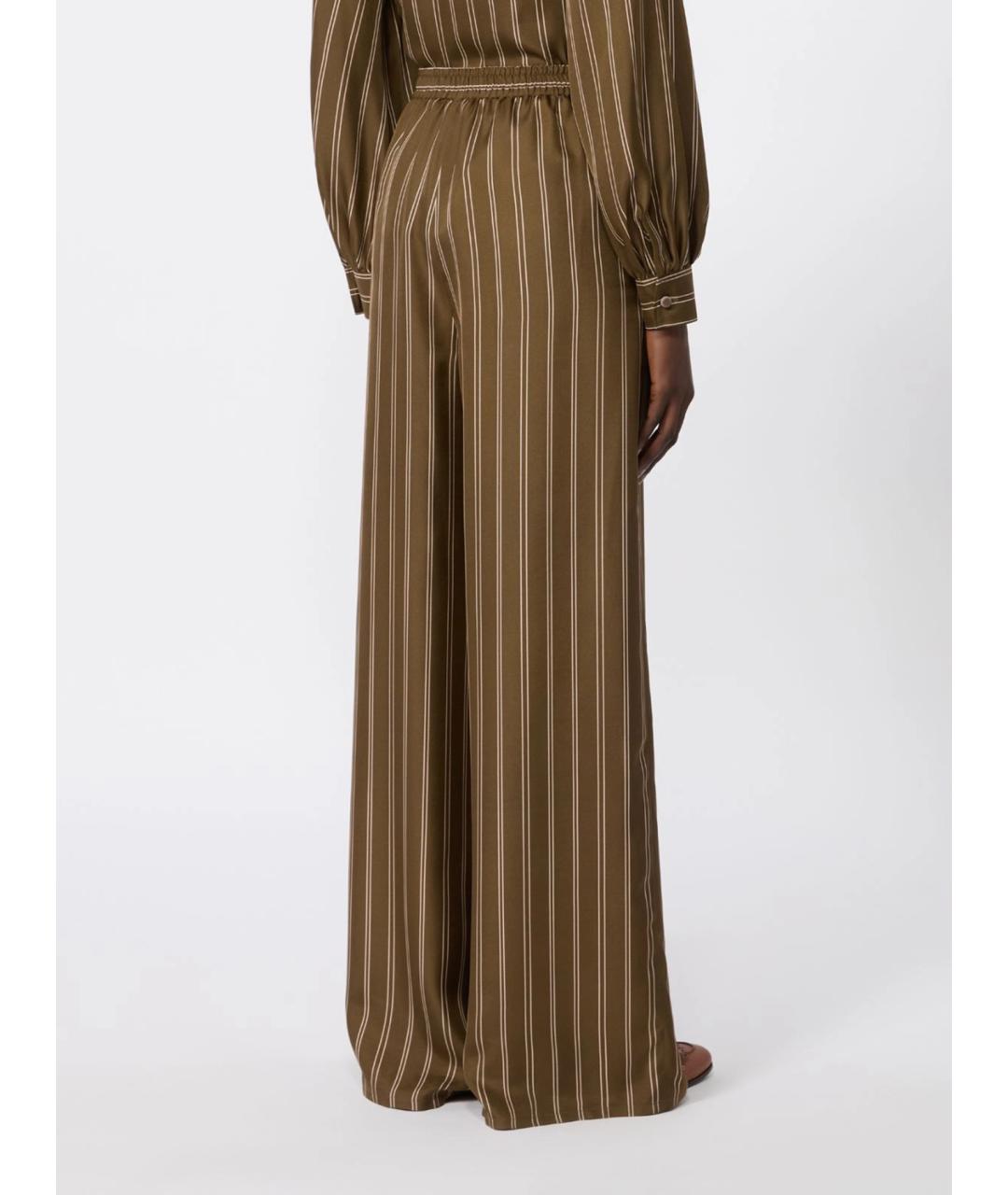 MAX MARA Зеленые шелковые брюки широкие, фото 4