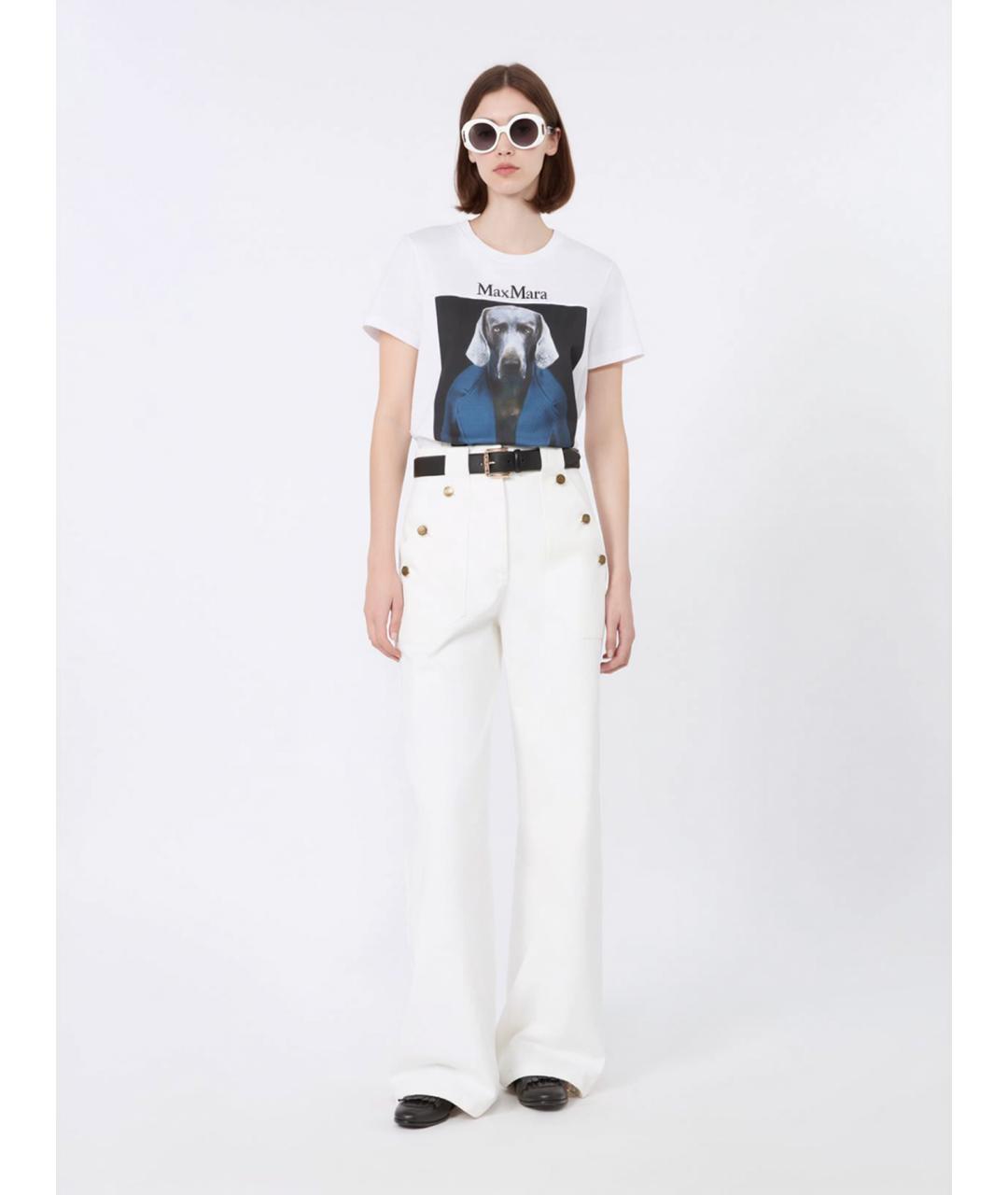 MAX MARA Белая хлопковая футболка, фото 2