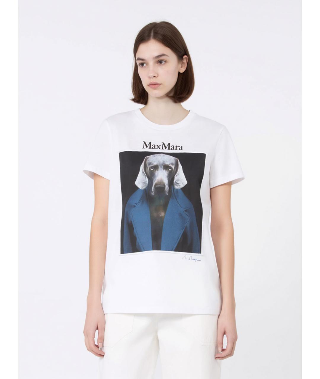MAX MARA Белая хлопковая футболка, фото 3