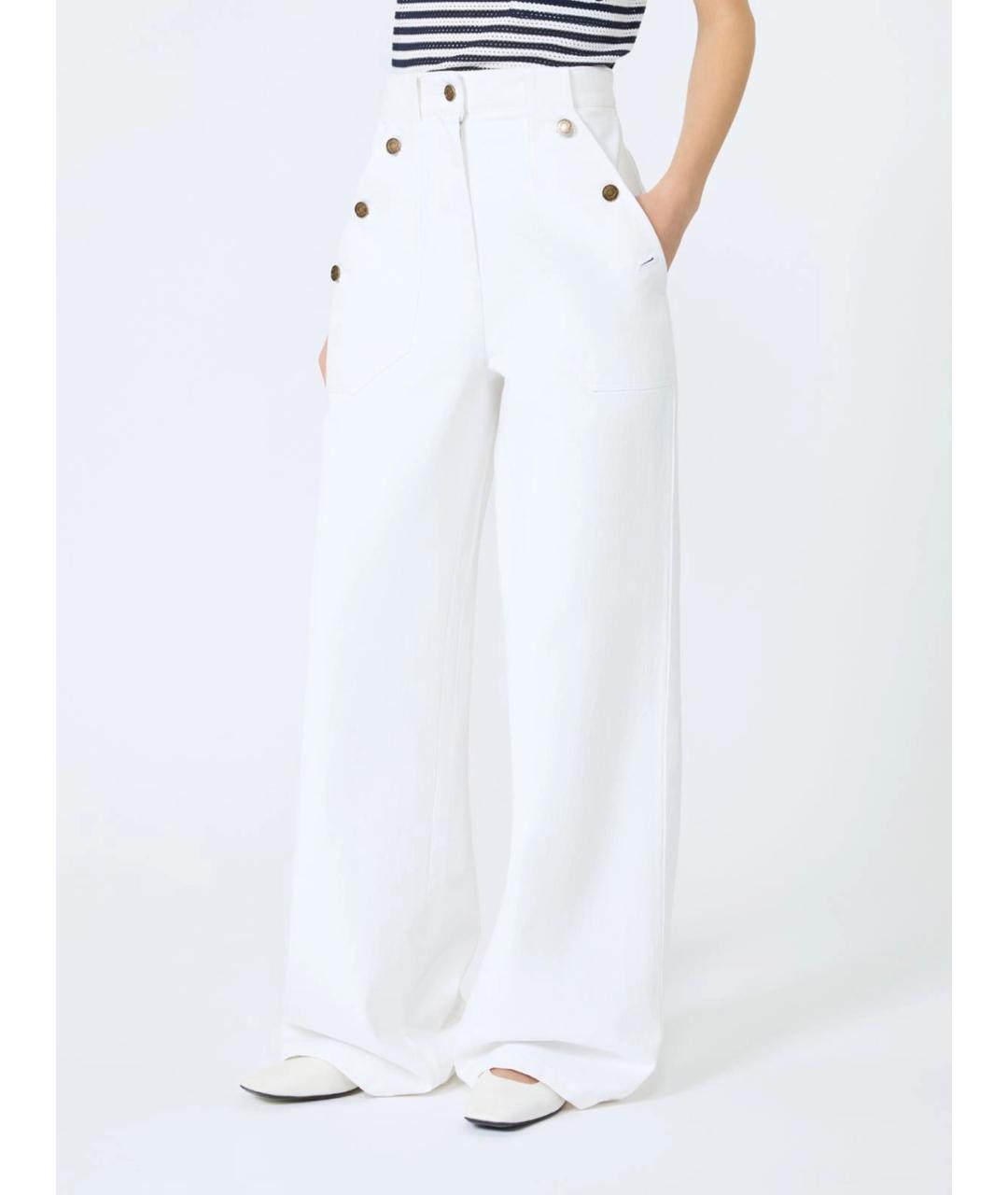 MAX MARA Белые хлопковые брюки широкие, фото 3