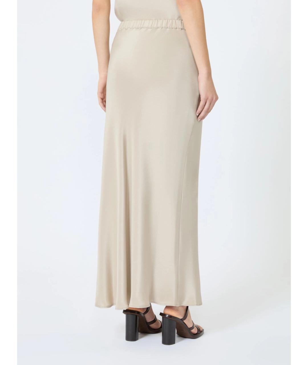 MAX MARA Бежевая шелковая юбка макси, фото 4