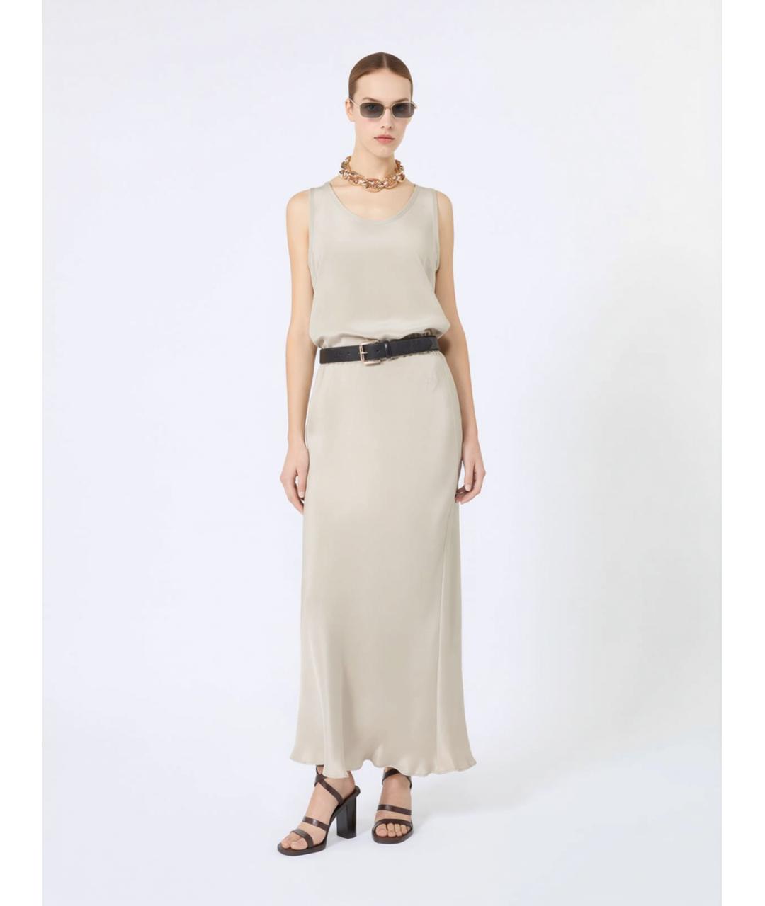 MAX MARA Бежевая шелковая юбка макси, фото 2