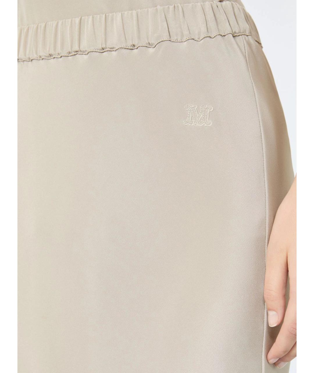 MAX MARA Бежевая шелковая юбка макси, фото 5