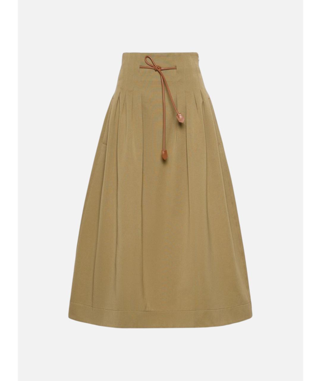 MAX MARA Бежевая хлопковая юбка миди, фото 6