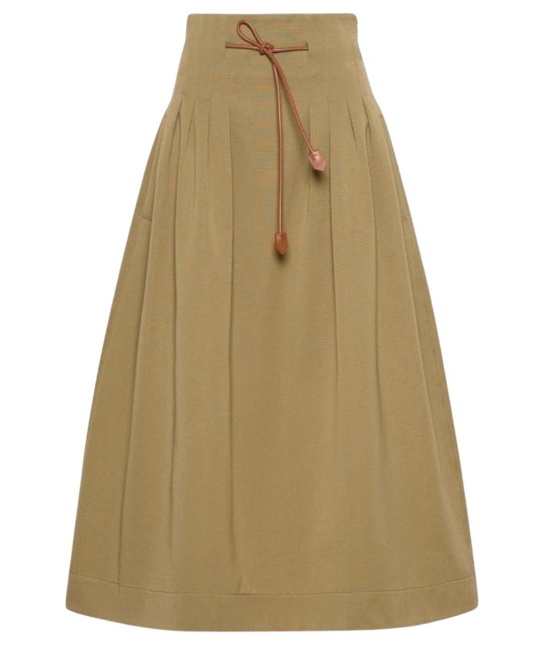 MAX MARA Бежевая хлопковая юбка миди, фото 1