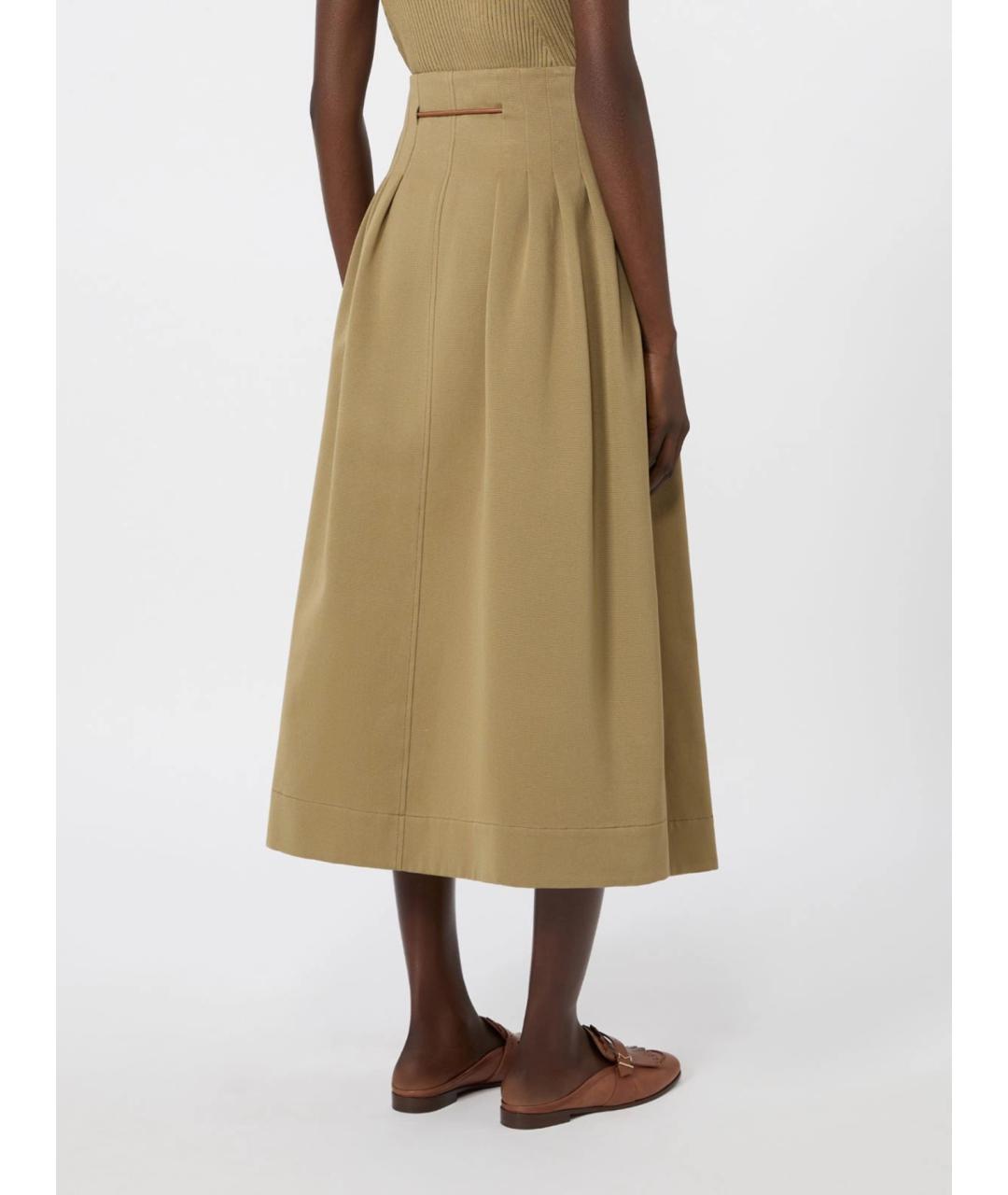 MAX MARA Бежевая хлопковая юбка миди, фото 4