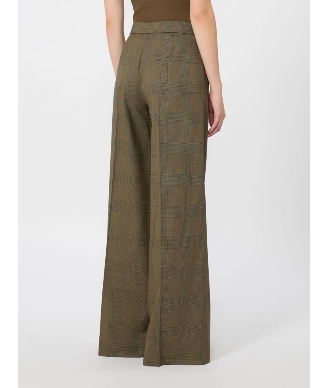 MAX MARA Зеленые шерстяные прямые брюки, фото 4