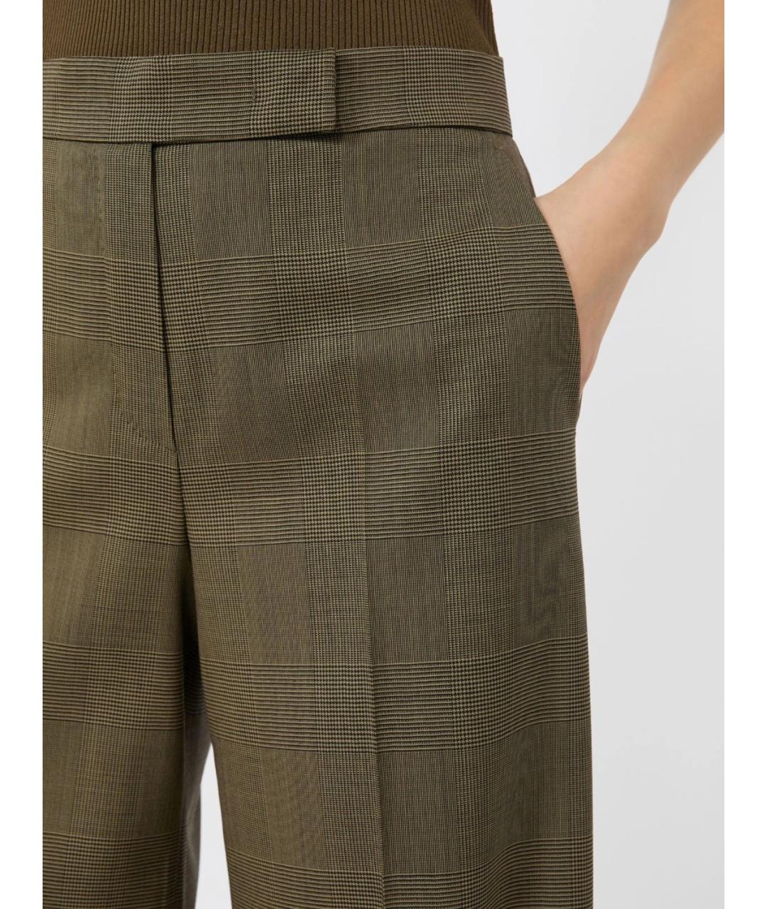 MAX MARA Зеленые шерстяные прямые брюки, фото 5
