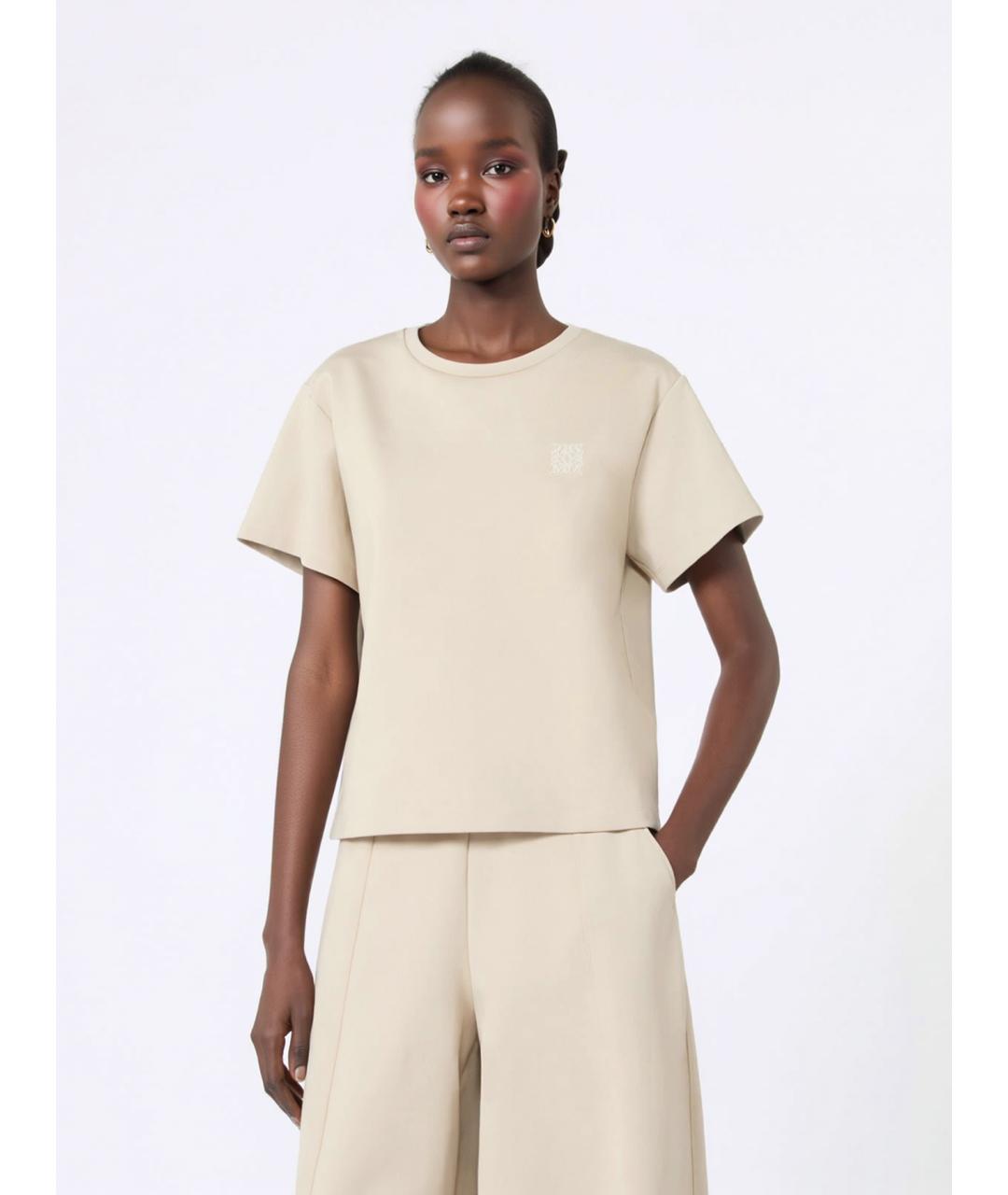 MAX MARA Бежевая полиамидовая футболка, фото 3