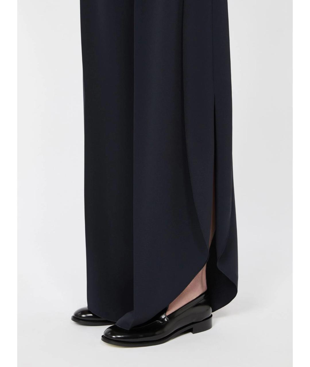 MAX MARA Темно-синие ацетатные брюки широкие, фото 5