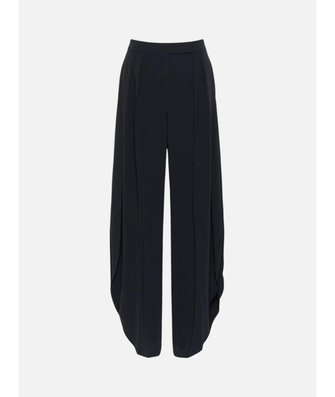 MAX MARA Темно-синие ацетатные брюки широкие, фото 1