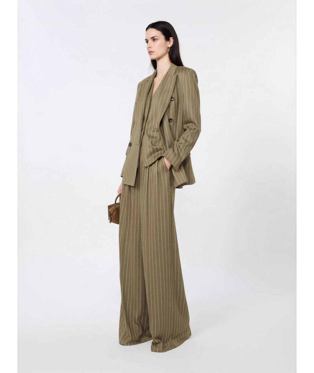 MAX MARA Зеленые вискозные брюки широкие, фото 2
