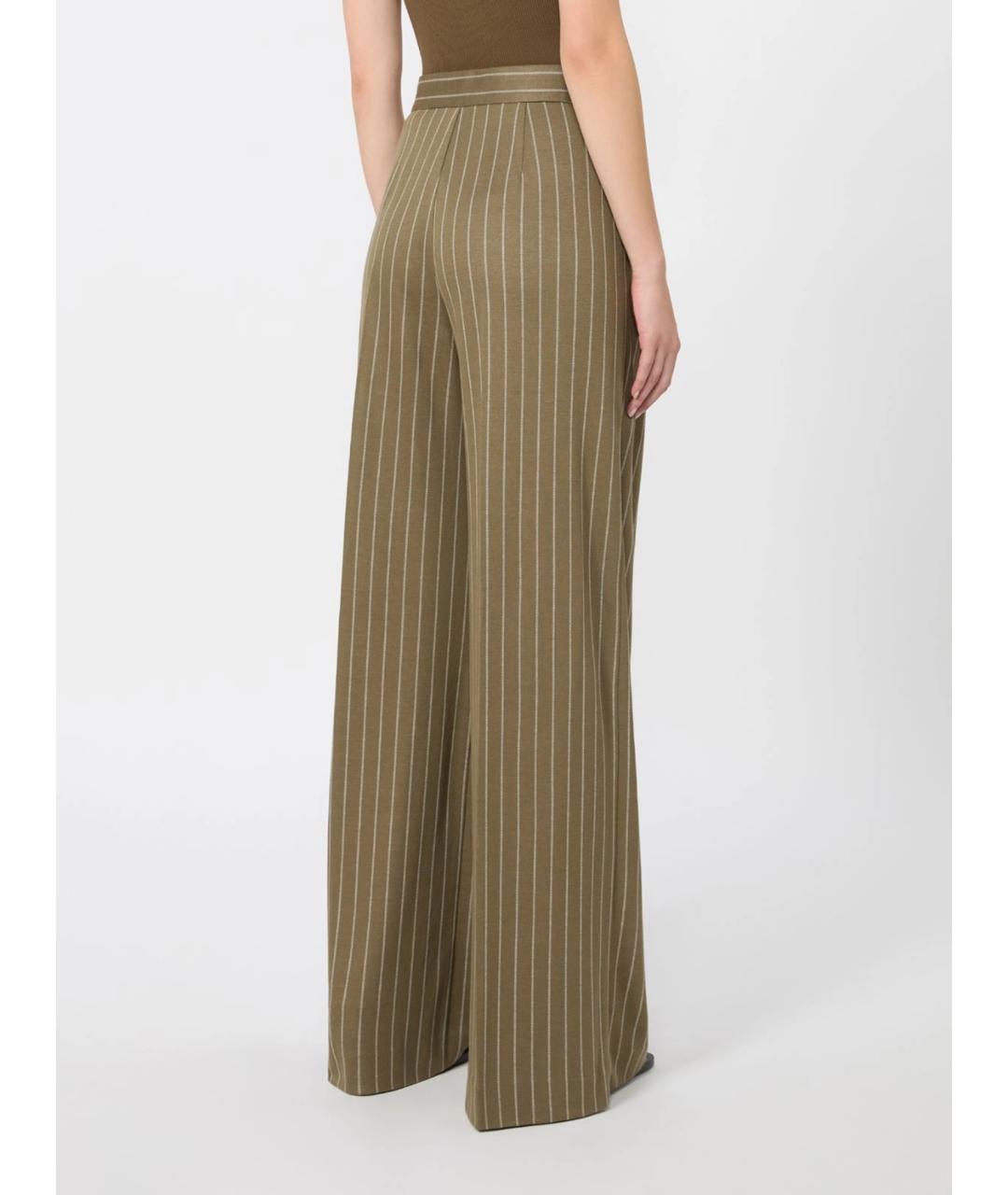 MAX MARA Зеленые вискозные брюки широкие, фото 4