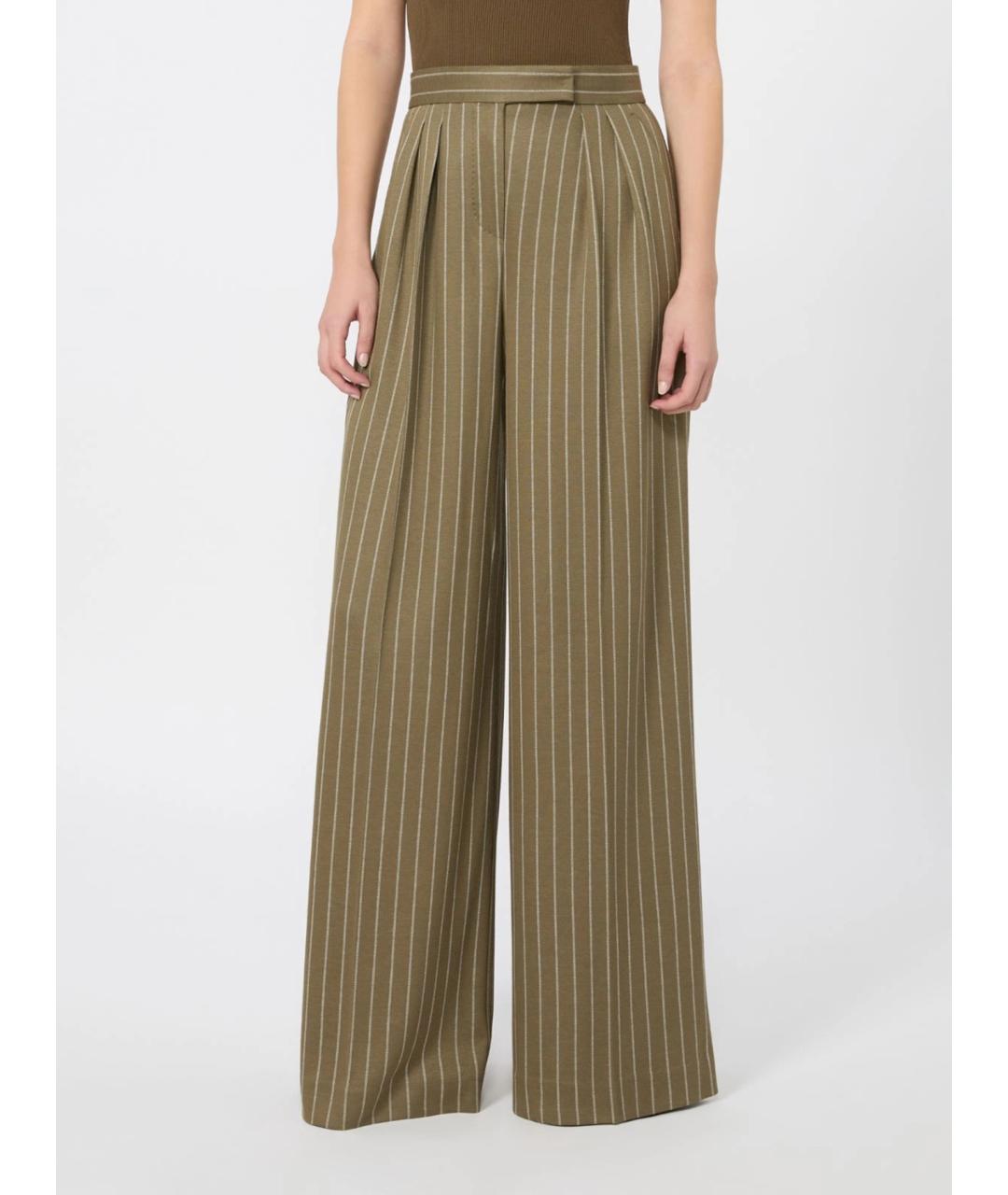 MAX MARA Зеленые вискозные брюки широкие, фото 3
