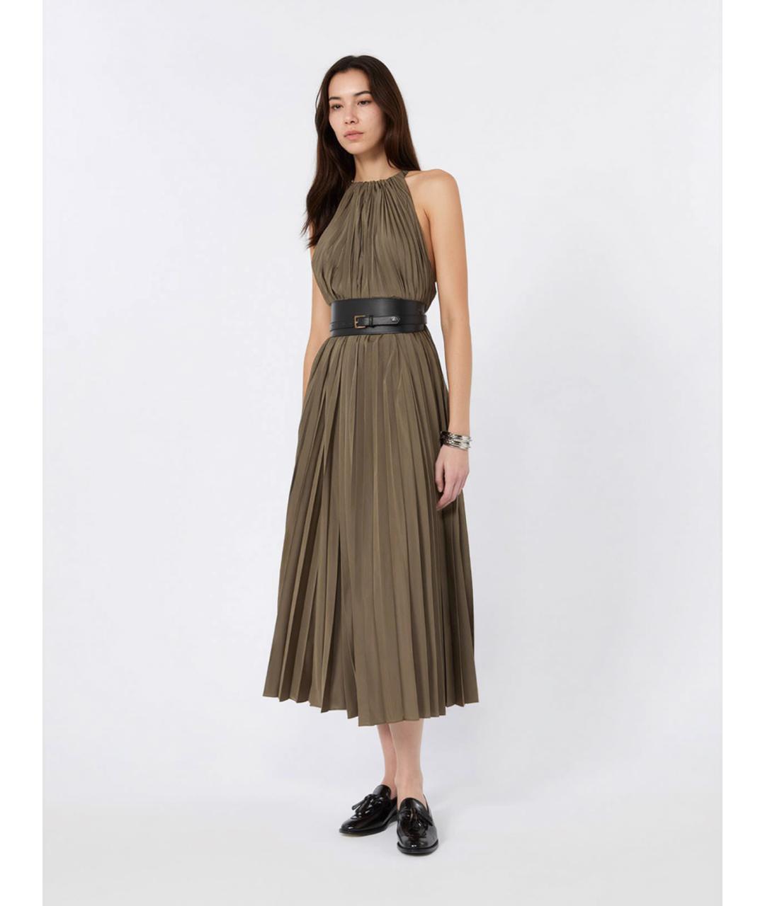 MAX MARA Зеленое полиэстеровое повседневное платье, фото 2