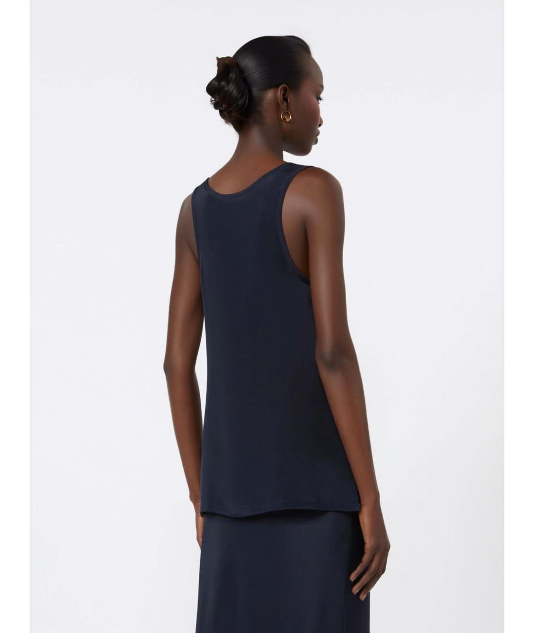 MAX MARA Темно-синяя шелковая блузы, фото 4