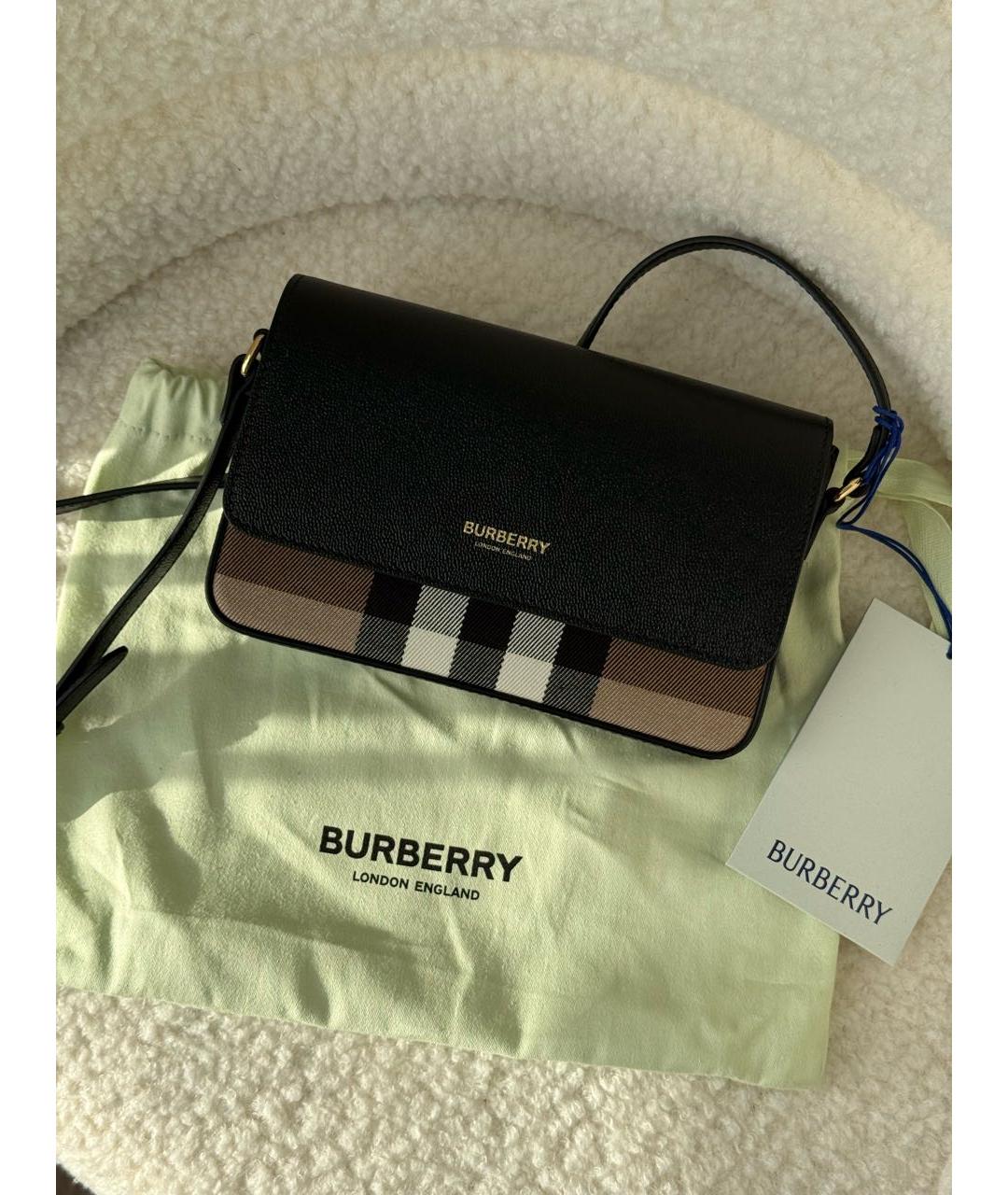 BURBERRY Черная кожаная сумка через плечо, фото 7