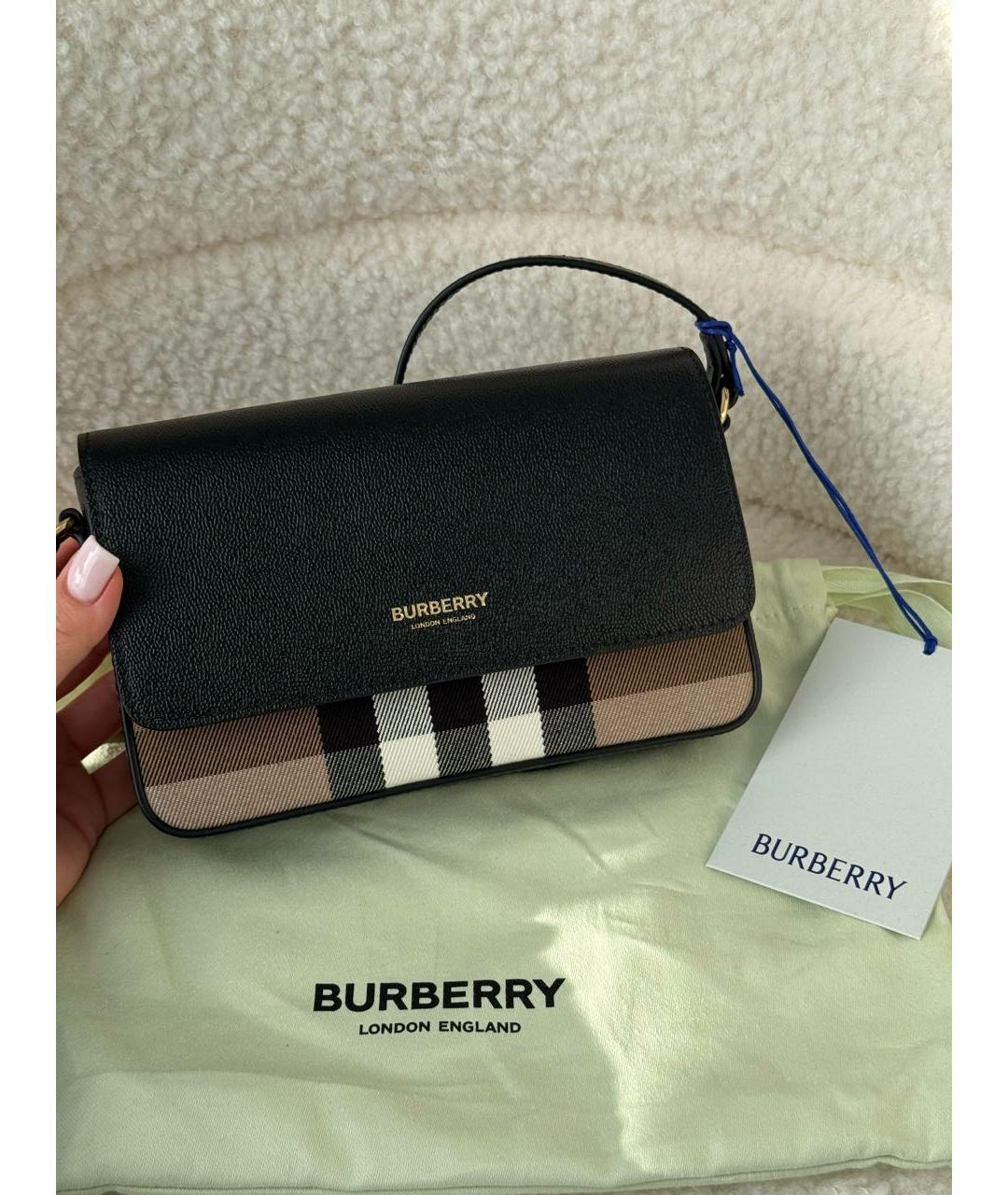 BURBERRY Черная кожаная сумка через плечо, фото 6