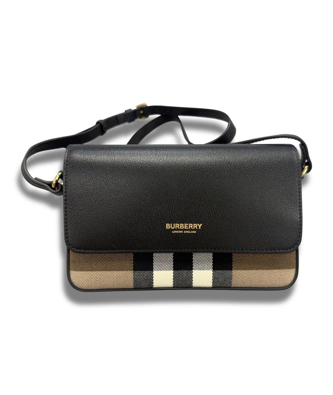BURBERRY Черная кожаная сумка через плечо, фото 9