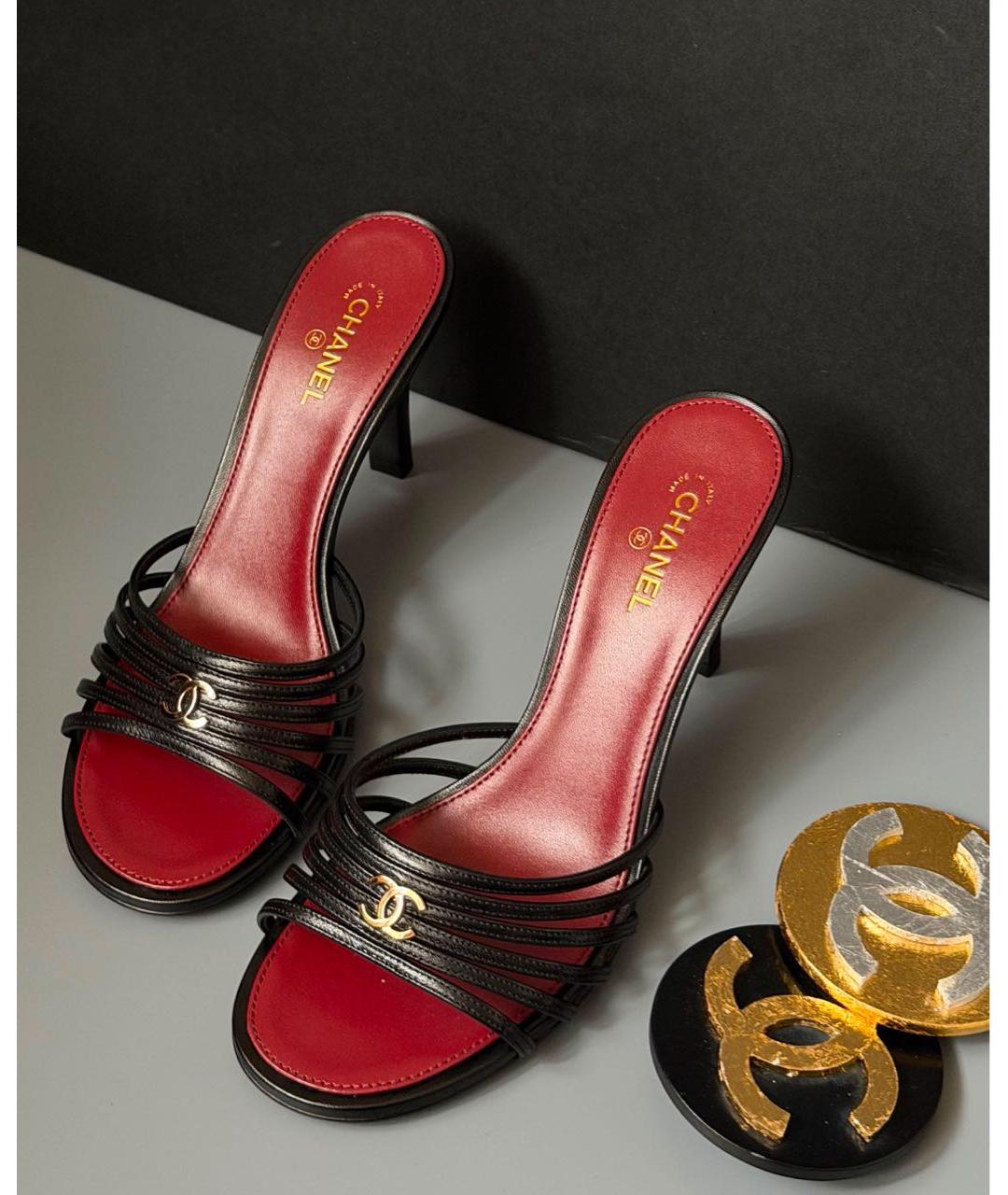 CHANEL Черные кожаные мюли, фото 3