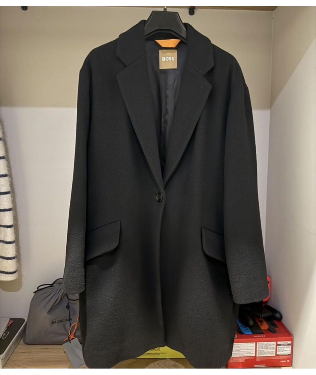 HUGO BOSS Черное шерстяное пальто, фото 5