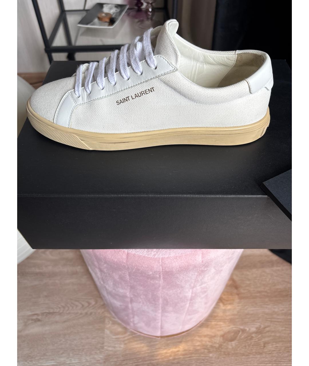 SAINT LAURENT Белые текстильные кеды, фото 6