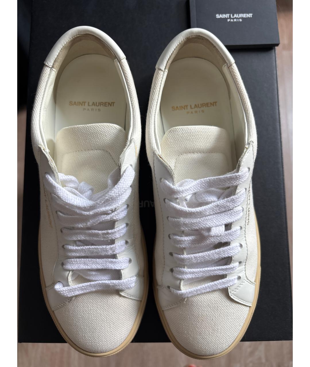 SAINT LAURENT Белые текстильные кеды, фото 3