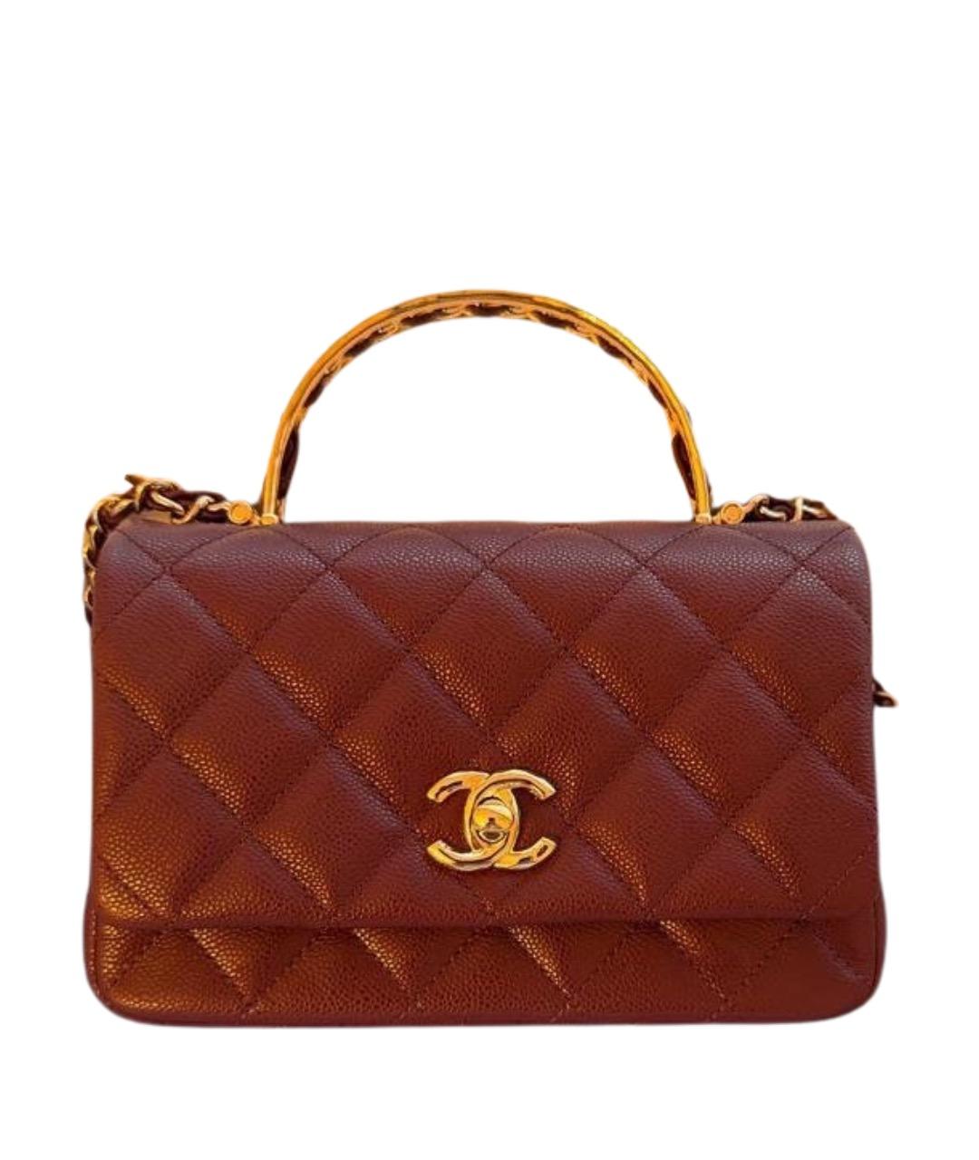 CHANEL Бордовая кожаная сумка через плечо, фото 1