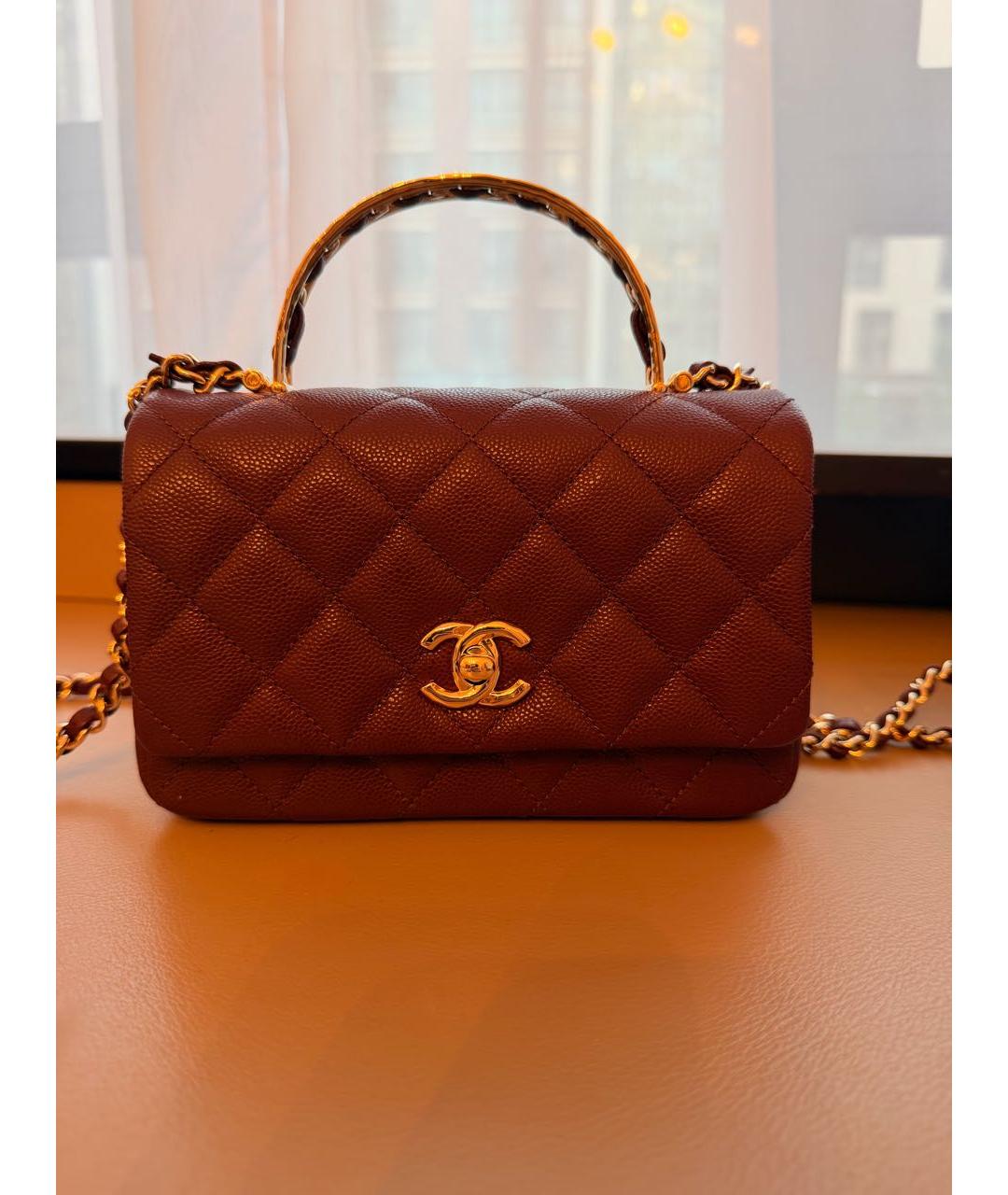 CHANEL Бордовая кожаная сумка через плечо, фото 2