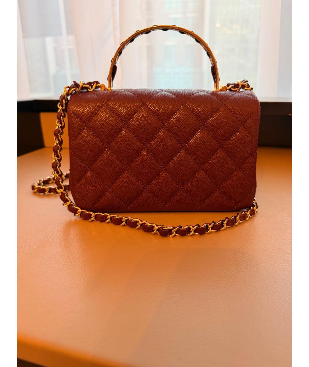 CHANEL Бордовая кожаная сумка через плечо, фото 3