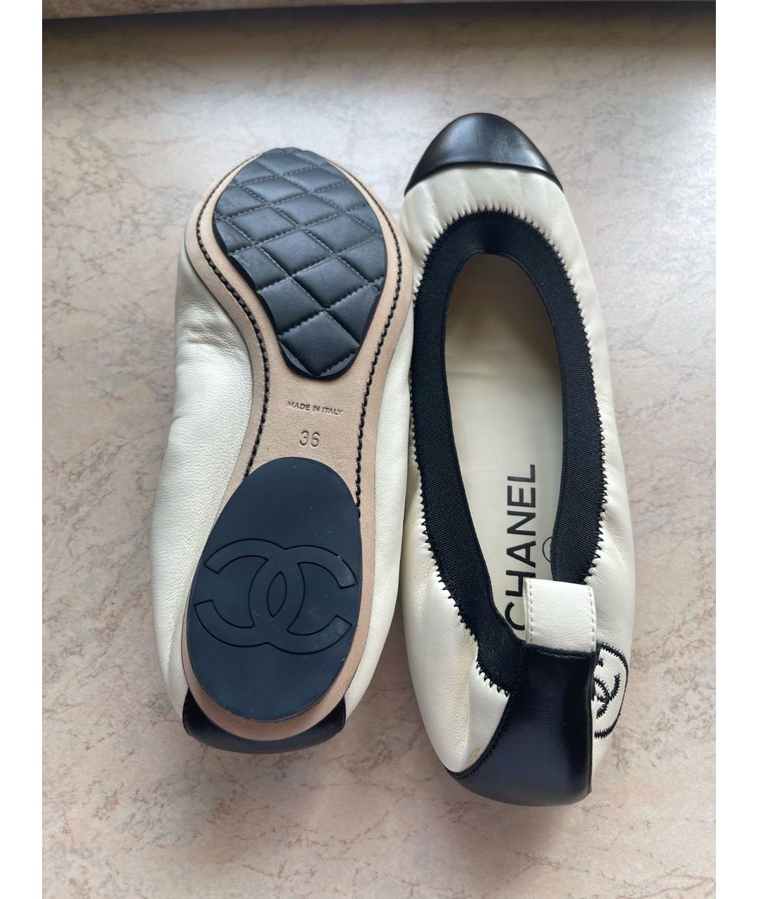 CHANEL Белые кожаные балетки, фото 5