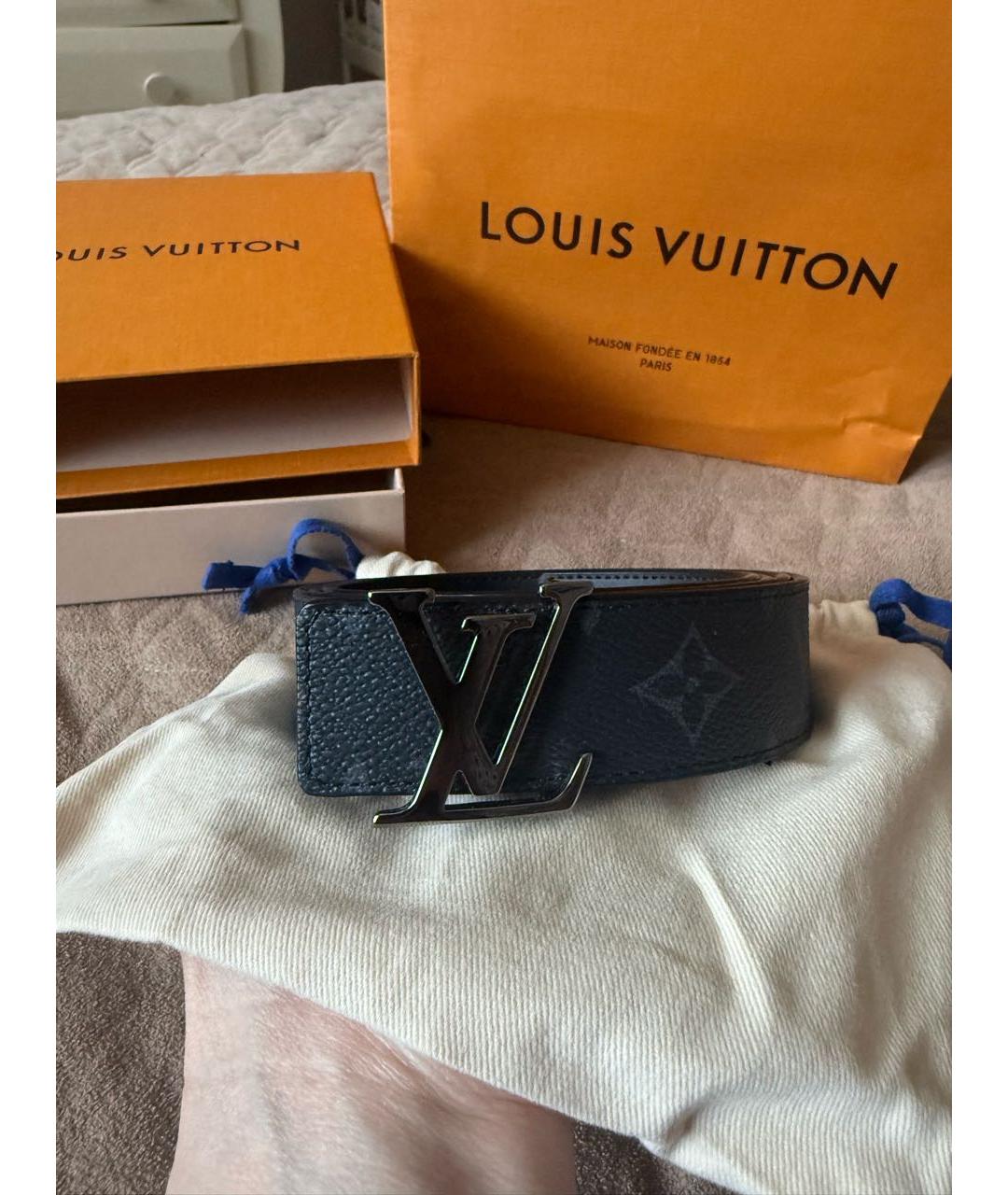LOUIS VUITTON Черный кожаный ремень, фото 7