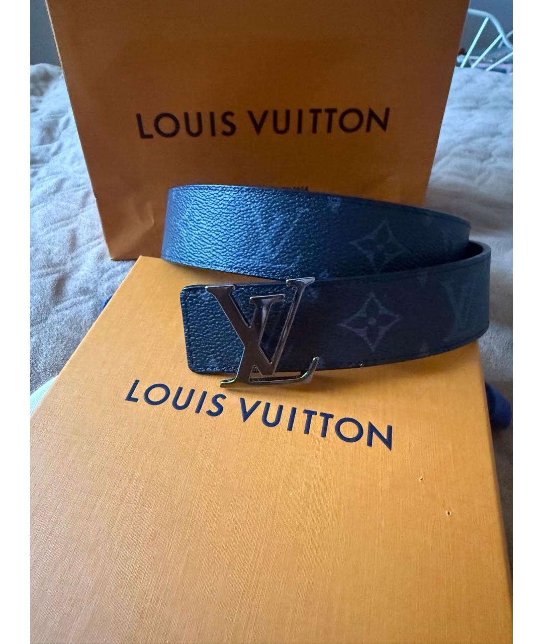 LOUIS VUITTON Черный кожаный ремень, фото 6