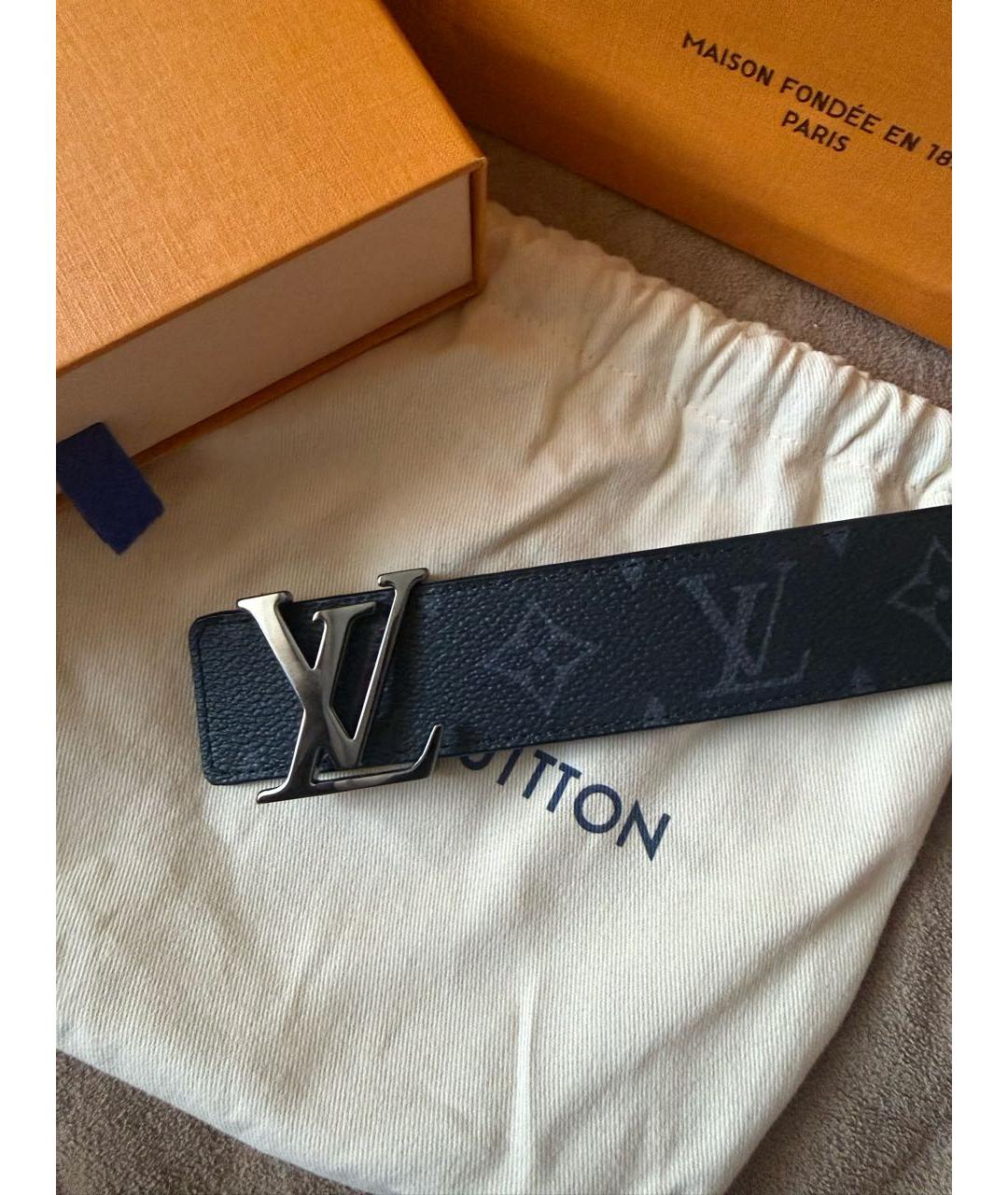 LOUIS VUITTON Черный кожаный ремень, фото 2