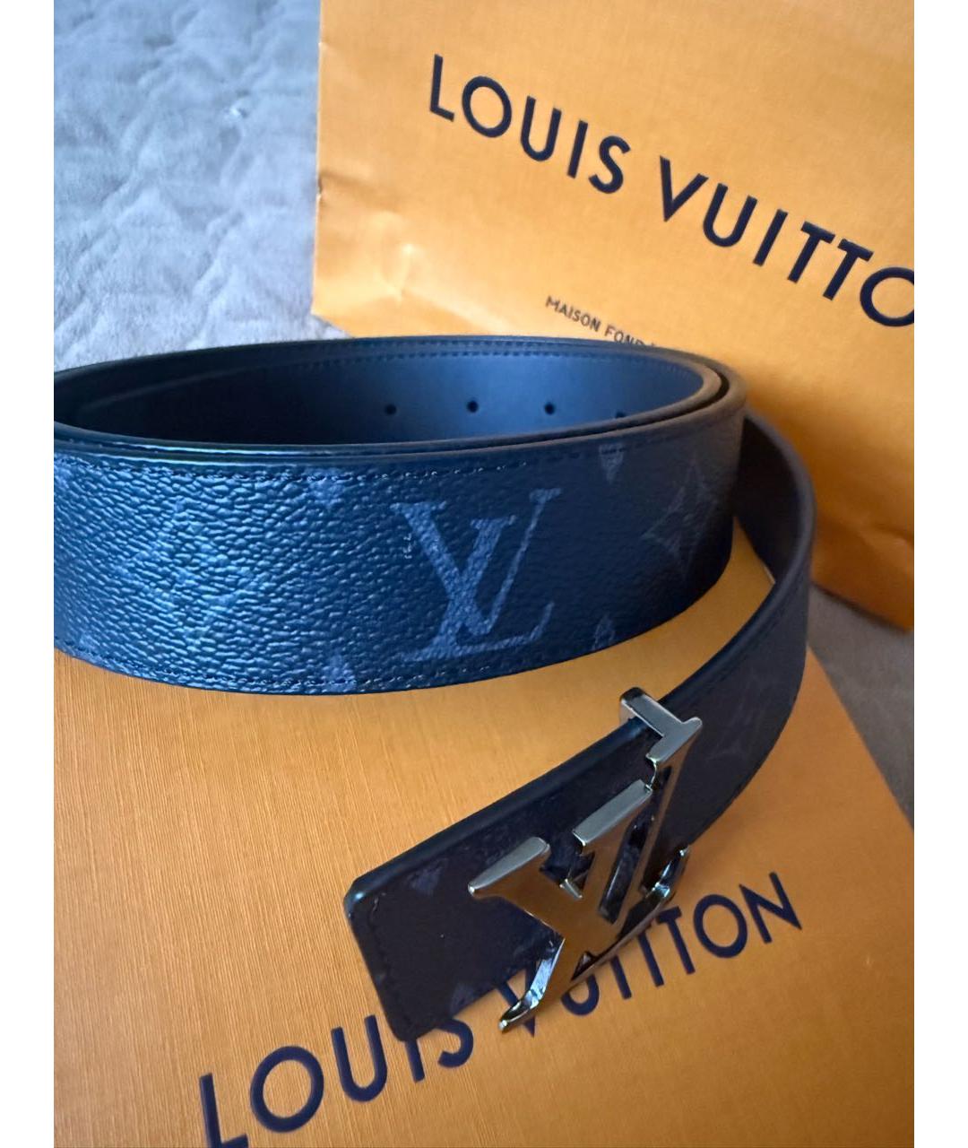 LOUIS VUITTON Черный кожаный ремень, фото 4