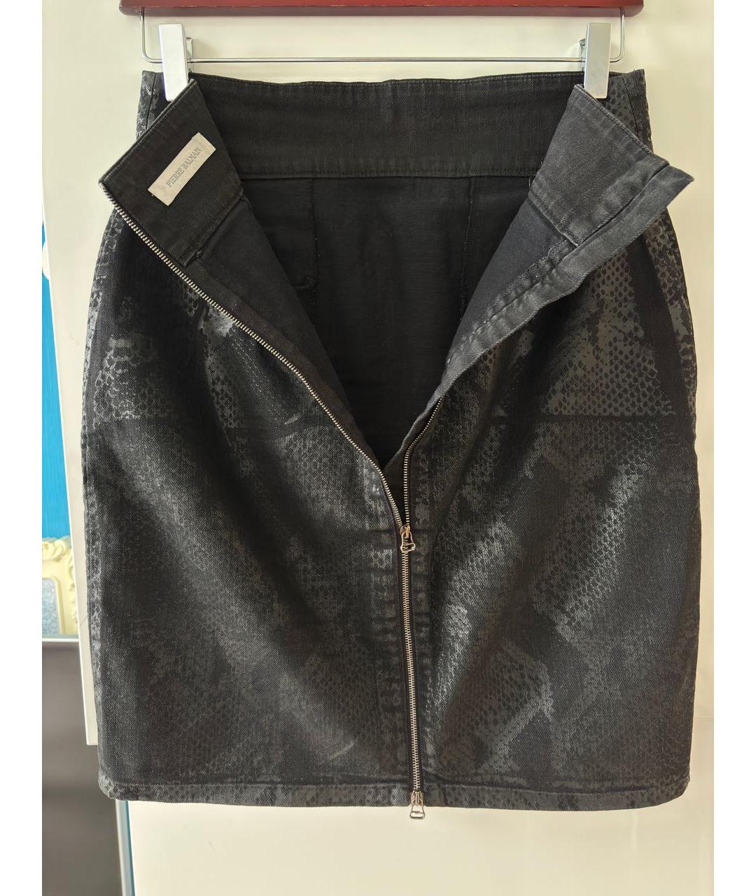 PIERRE BALMAIN Черная деним юбка мини, фото 3