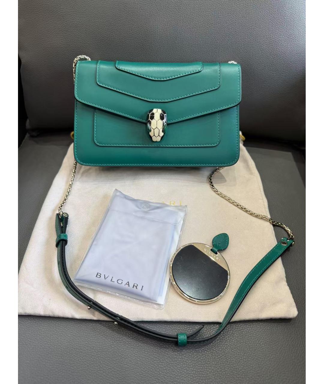BVLGARI Зеленая кожаная сумка через плечо, фото 2
