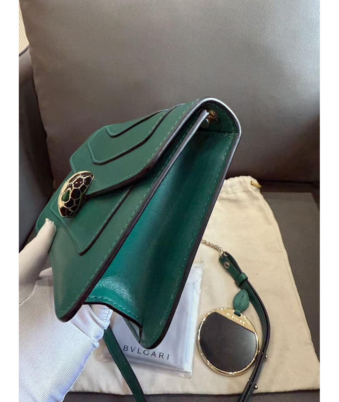 BVLGARI Зеленая кожаная сумка через плечо, фото 4