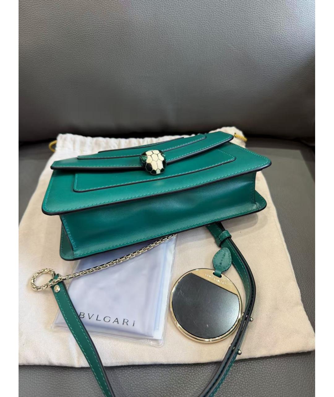 BVLGARI Зеленая кожаная сумка через плечо, фото 5