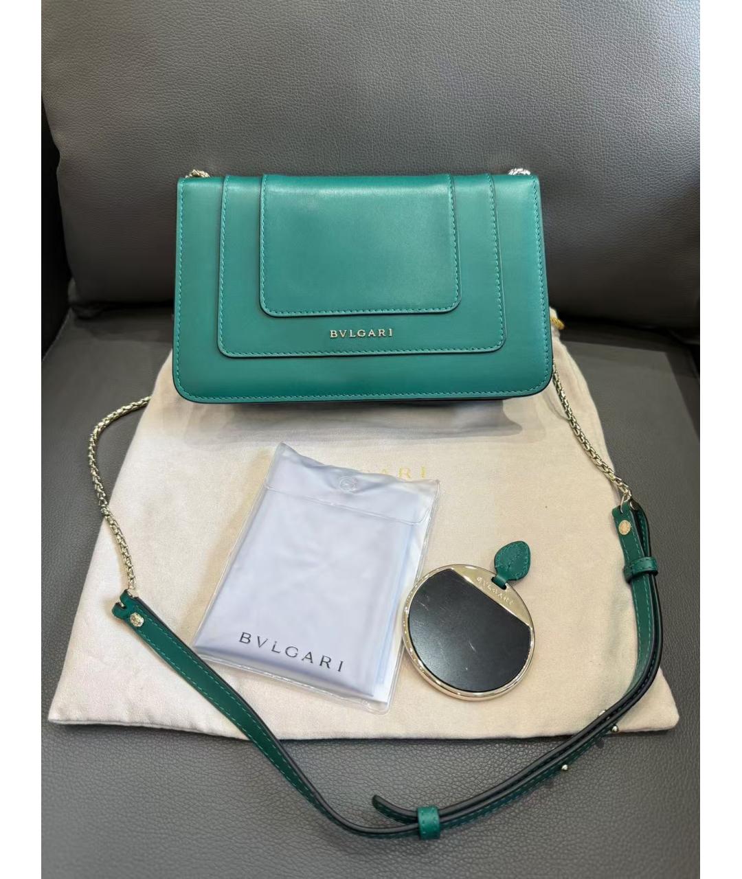 BVLGARI Зеленая кожаная сумка через плечо, фото 3