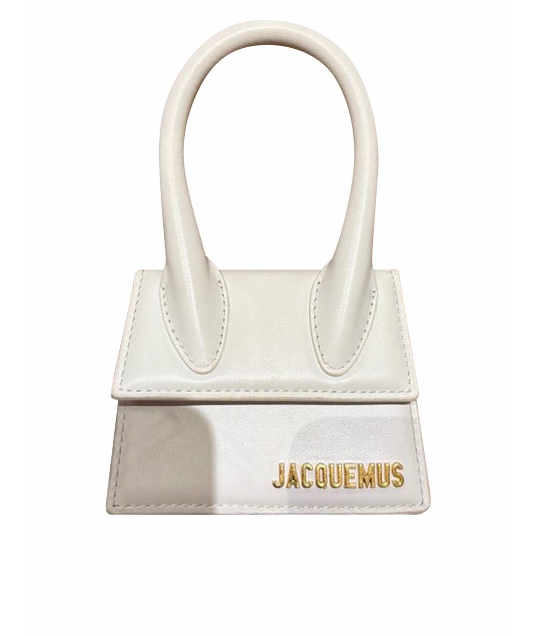 JACQUEMUS Белая кожаная сумка с короткими ручками, фото 1
